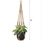 Mkono Macrame Plant Hanger Indoor Hanging Planter Basket with Wood Beads Decorative Flower Pot Holder No Tassels for Indoor Outdoor Boho Home Decor 35 Inch, Ivory, Set of 1 (POTS NOT Included)
