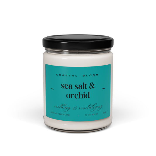 Sea Salt & Orchid Candle - 9oz Scented Soy Wax for Soothing and Revitalizing