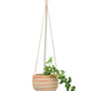 Mkono Ceramic Hanging Planter Macrame Plant Holder 5 Inch Cute Succulent Cactus Pot with Cotton Rope Hanger for Indoor Outdoor Decor, 1 Pack