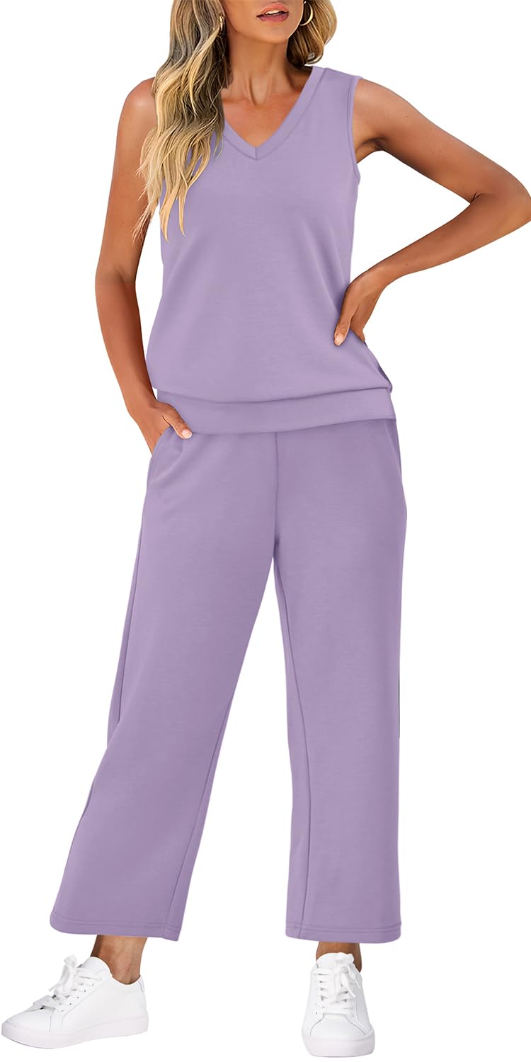 Casual Lounge Sets V Neck
