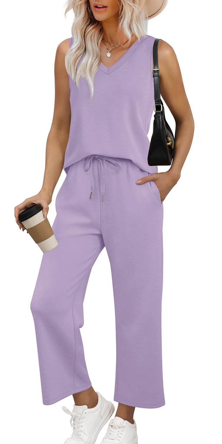 Casual Lounge Sets V Neck