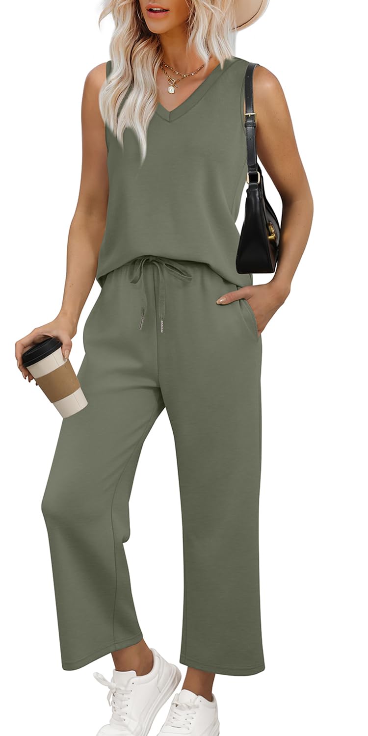 Casual Lounge Sets V Neck