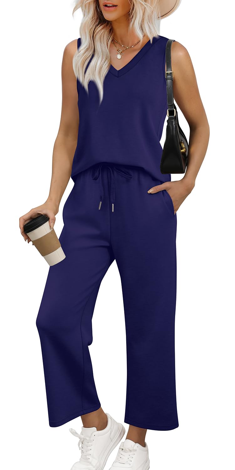 Casual Lounge Sets V Neck