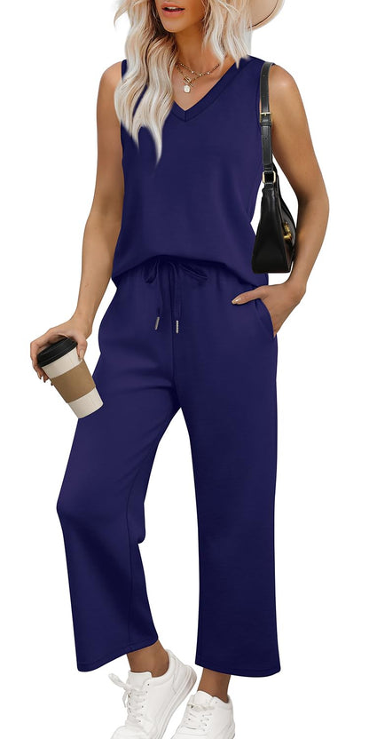 Casual Lounge Sets V Neck
