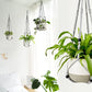 Mkono Macrame Plant Hanger Indoor Hanging Planter Basket with Wood Beads Decorative Flower Pot Holder No Tassels for Indoor Outdoor Boho Home Decor 35 Inch, Ivory, Set of 1 (POTS NOT Included)