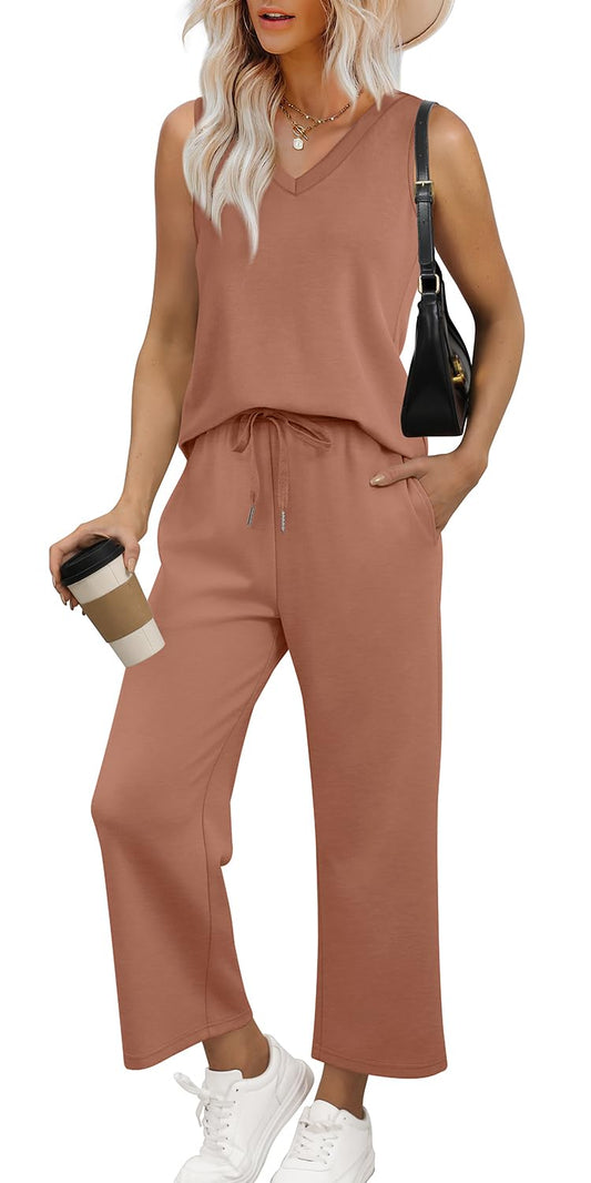 Casual Lounge Sets V Neck