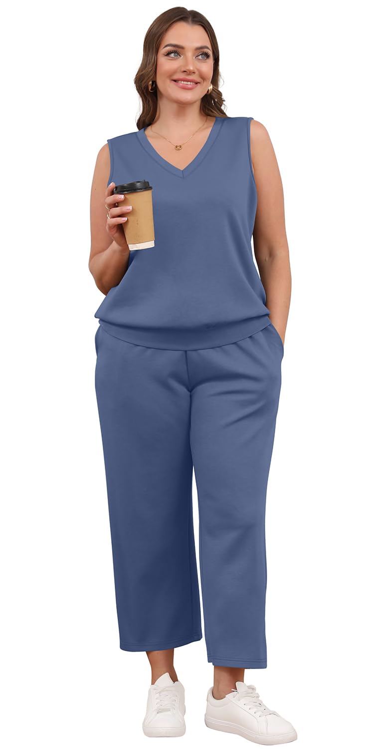 Casual Lounge Sets V Neck