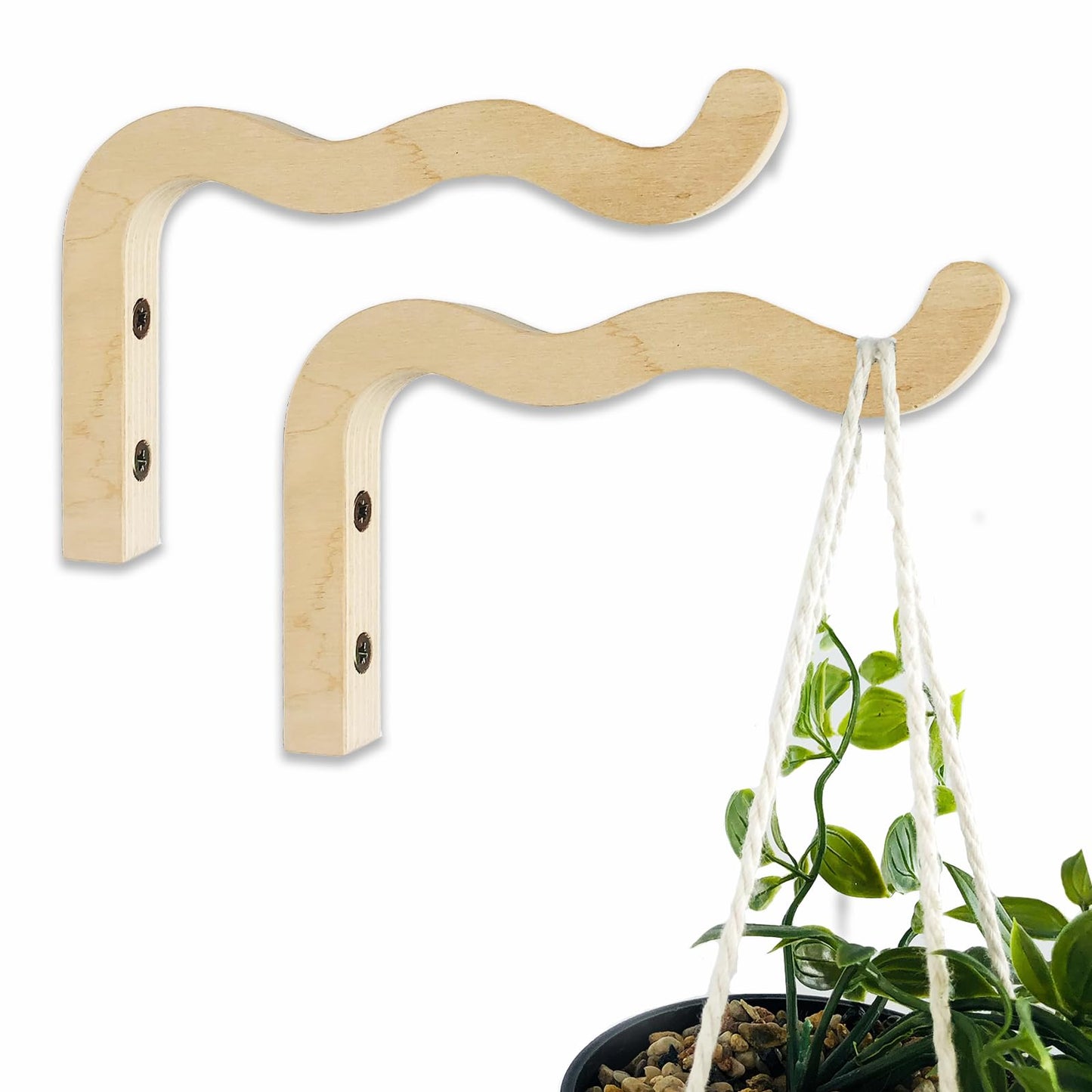 Wavy Wooden Wall Hook 2PCS