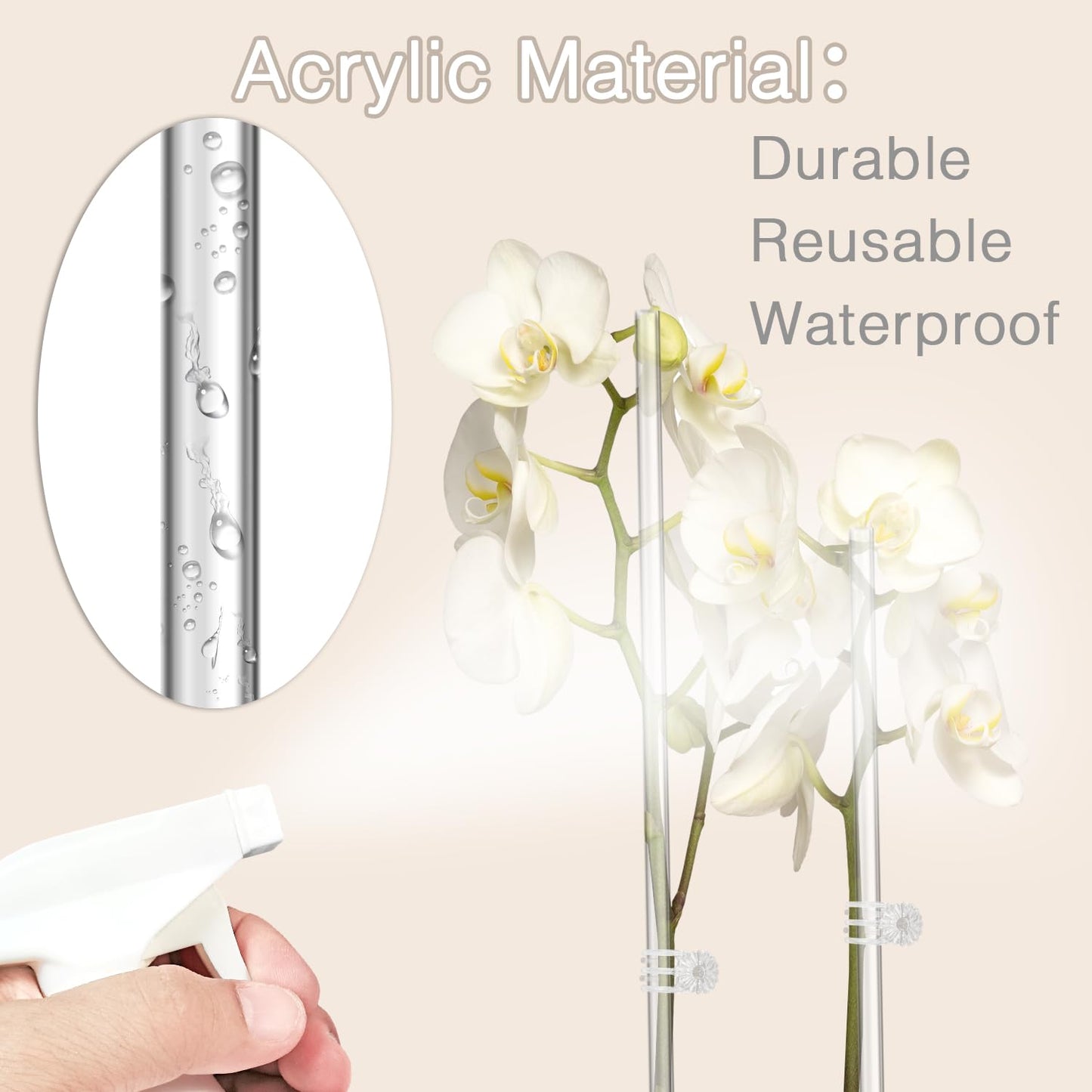 Acrylic Clear Plant Support Stakes 20PCS