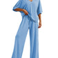 Pajama Sets for Women 2 Piece Lounge Set Short Sleeve Tops and Long Pants Soft Comfy Pjs Sleepwear Outfits S-XXL