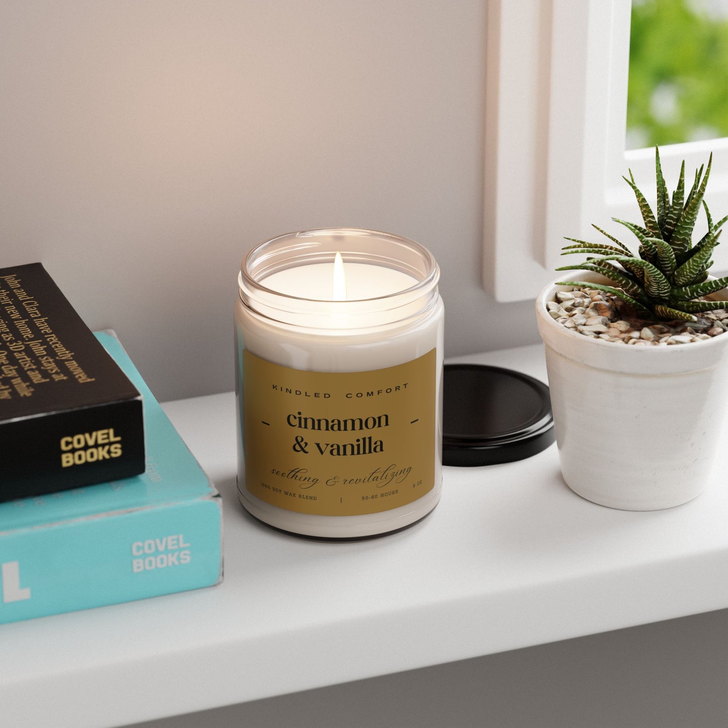 Cinnamon & Vanilla Candle - 9oz Scented Soy Wax for Warmth and Energy