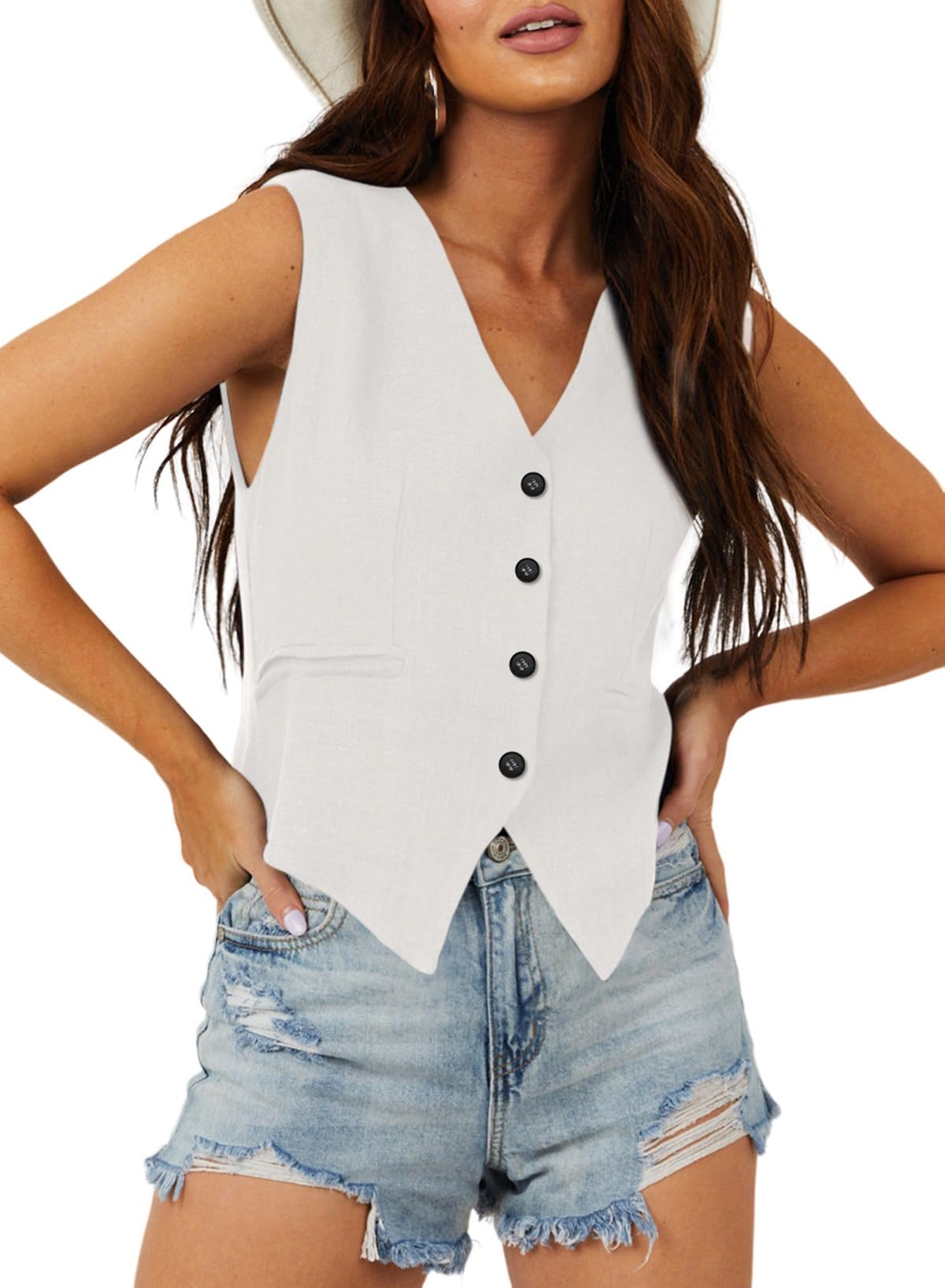 Casual V-Neck Button-Down Vest