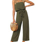 Strapless Belted Wide Leg Jumpsuit