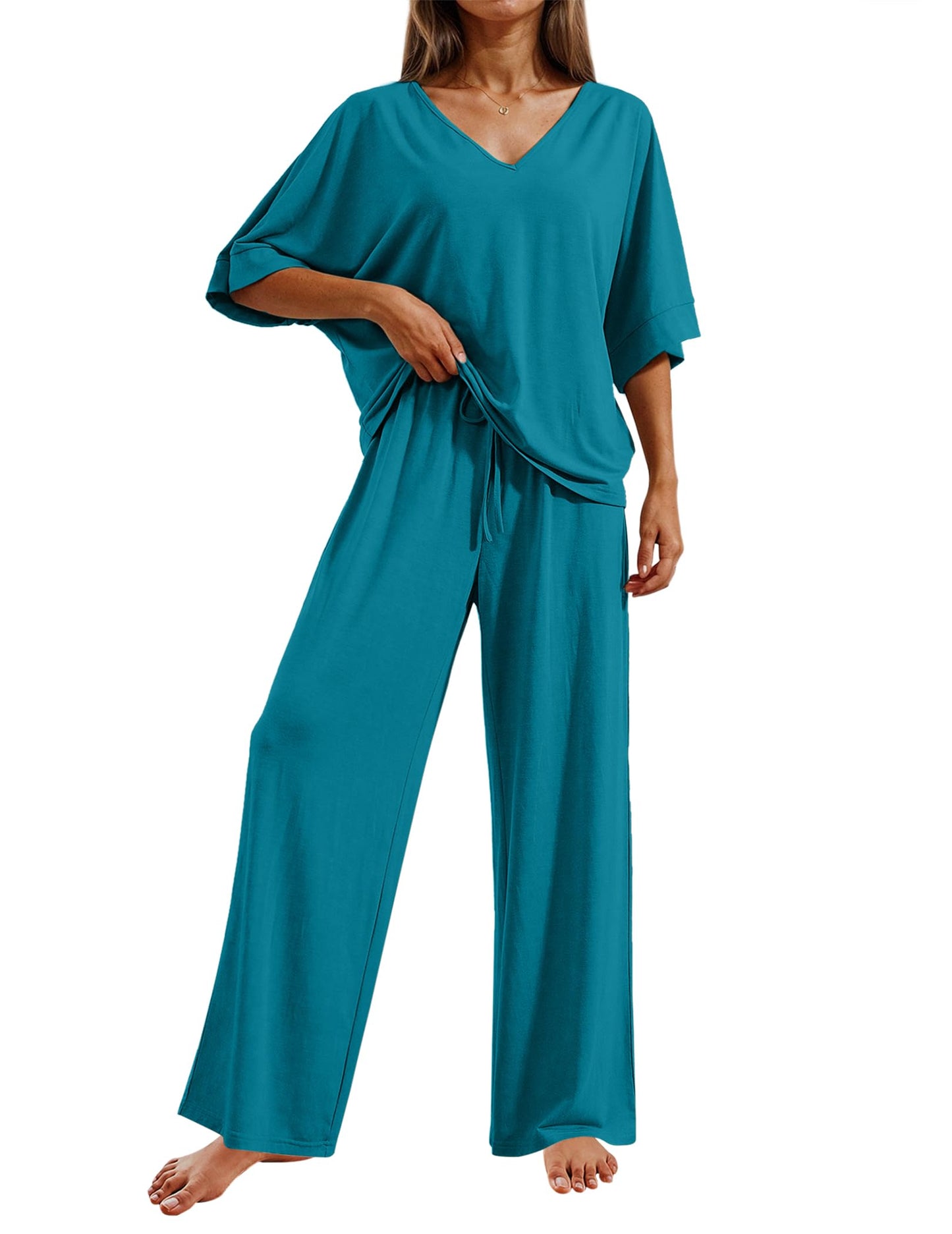 Pajama Sets for Women 2 Piece Lounge Set Short Sleeve Tops and Long Pants Soft Comfy Pjs Sleepwear Outfits S-XXL