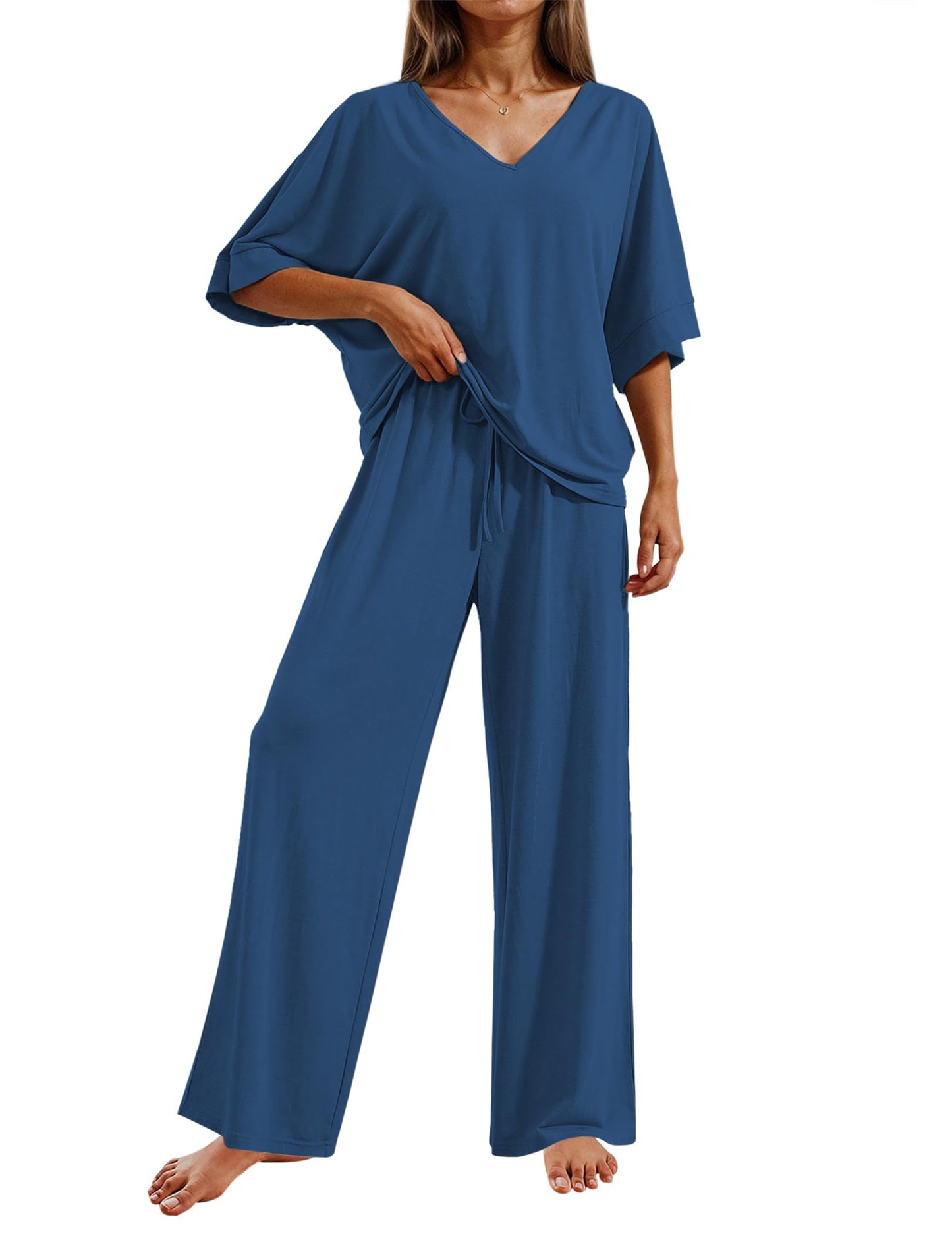 Pajama Sets for Women 2 Piece Lounge Set Short Sleeve Tops and Long Pants Soft Comfy Pjs Sleepwear Outfits S-XXL