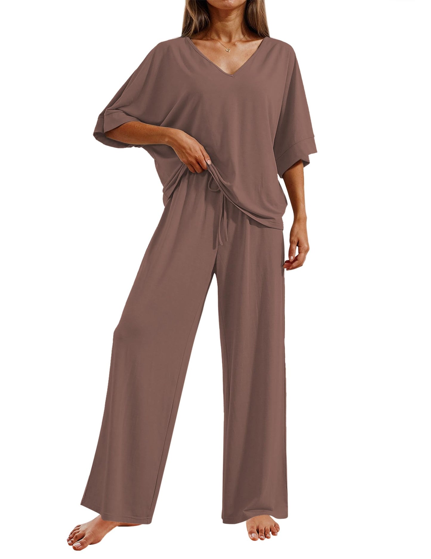 Pajama Sets for Women 2 Piece Lounge Set Short Sleeve Tops and Long Pants Soft Comfy Pjs Sleepwear Outfits S-XXL