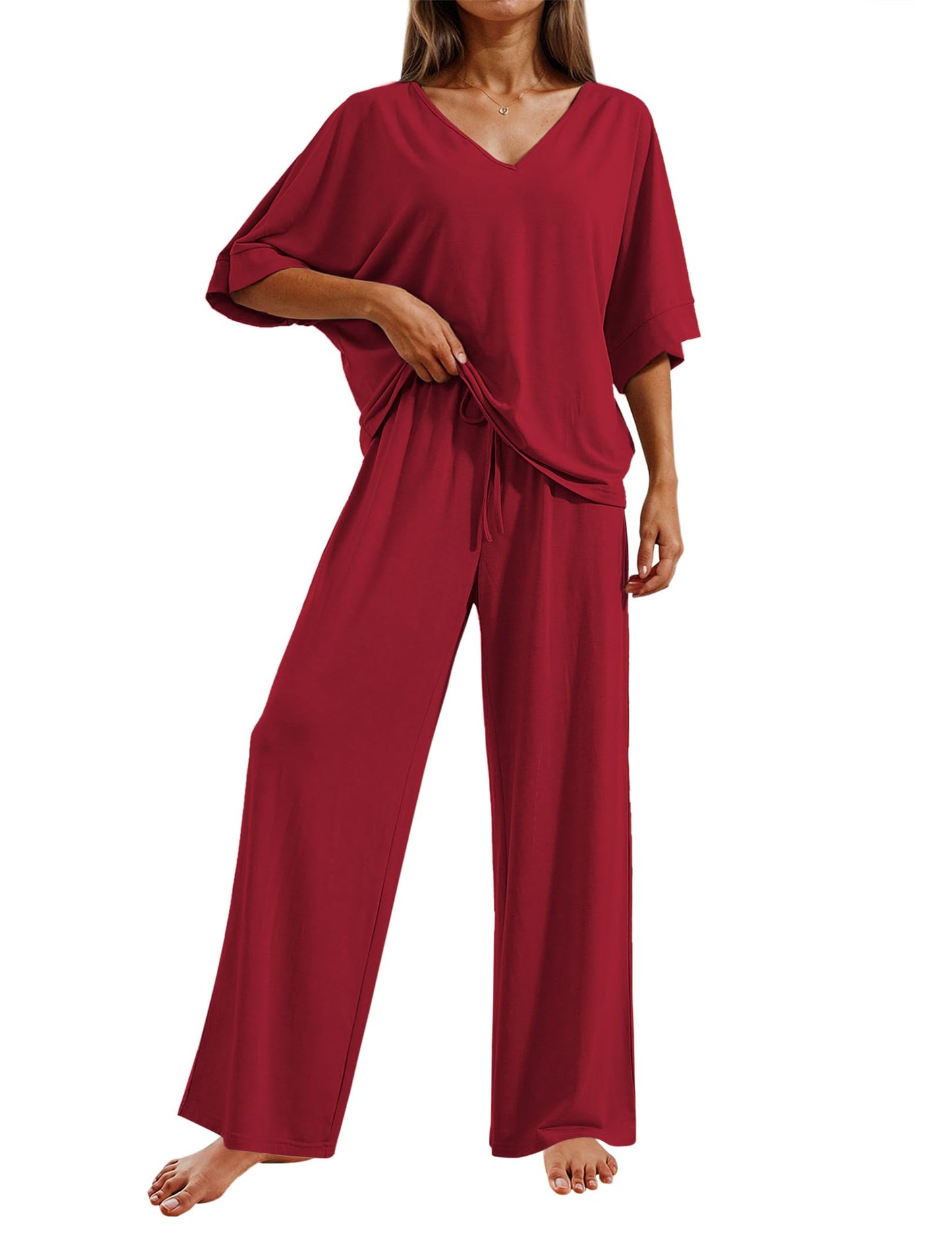 Pajama Sets for Women 2 Piece Lounge Set Short Sleeve Tops and Long Pants Soft Comfy Pjs Sleepwear Outfits S-XXL