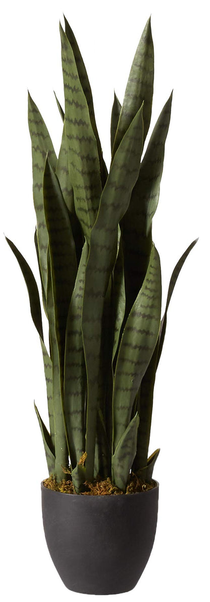 Nearly Natural Sansevieria & Black Planter