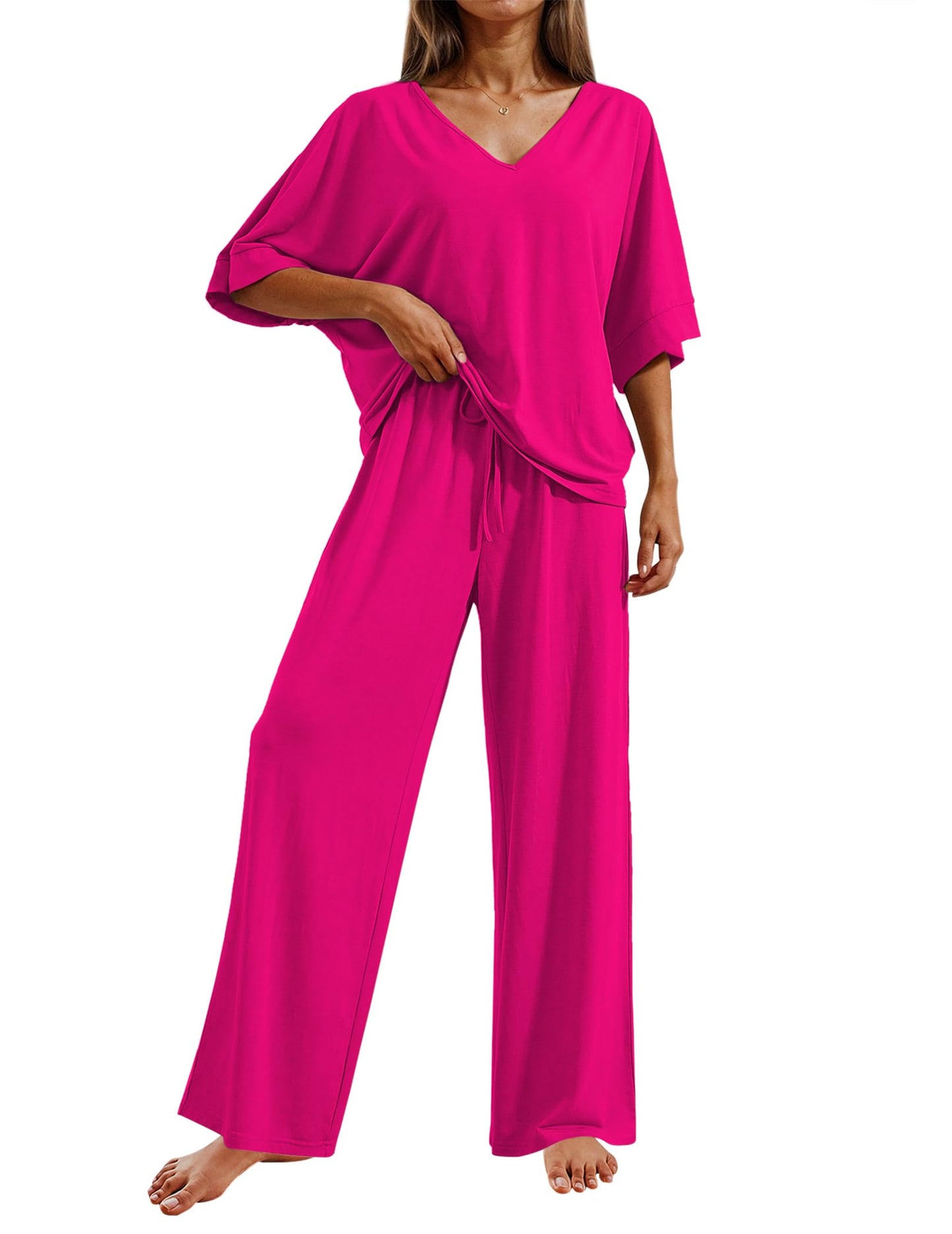 Pajama Sets for Women 2 Piece Lounge Set Short Sleeve Tops and Long Pants Soft Comfy Pjs Sleepwear Outfits S-XXL