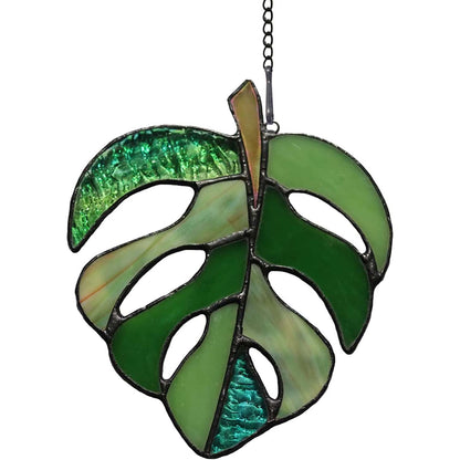 Stained Glass Window Hanging for Plant Lovers, Great Mothers Day Gift Handmade Green Plants Artificial,Suncatcher Plant Gifts for Women,Grandma,Mother's Day,Christmas
