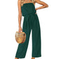 Strapless Belted Wide Leg Jumpsuit