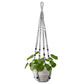 Mkono Macrame Plant Hanger Indoor Hanging Planter Basket with Wood Beads Decorative Flower Pot Holder No Tassels for Indoor Outdoor Boho Home Decor 35 Inch, Ivory, Set of 1 (POTS NOT Included)