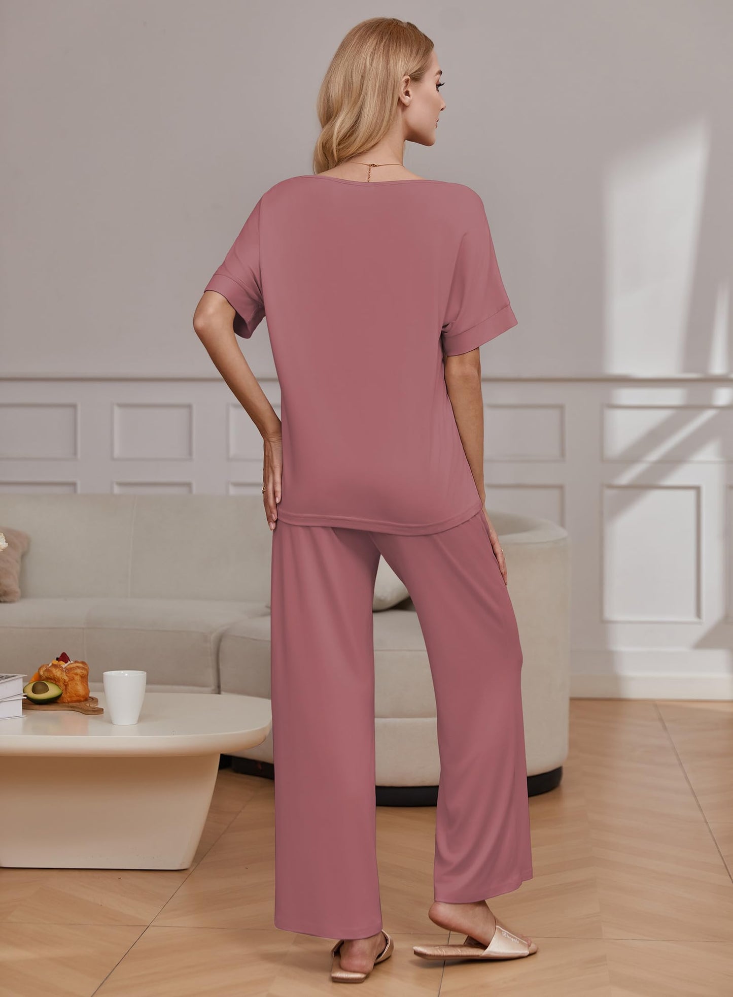 Pajama Sets for Women 2 Piece Lounge Set Short Sleeve Tops and Long Pants Soft Comfy Pjs Sleepwear Outfits S-XXL