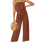 Strapless Belted Wide Leg Jumpsuit