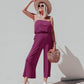 Strapless Belted Wide Leg Jumpsuit