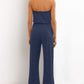 Strapless Belted Wide Leg Jumpsuit