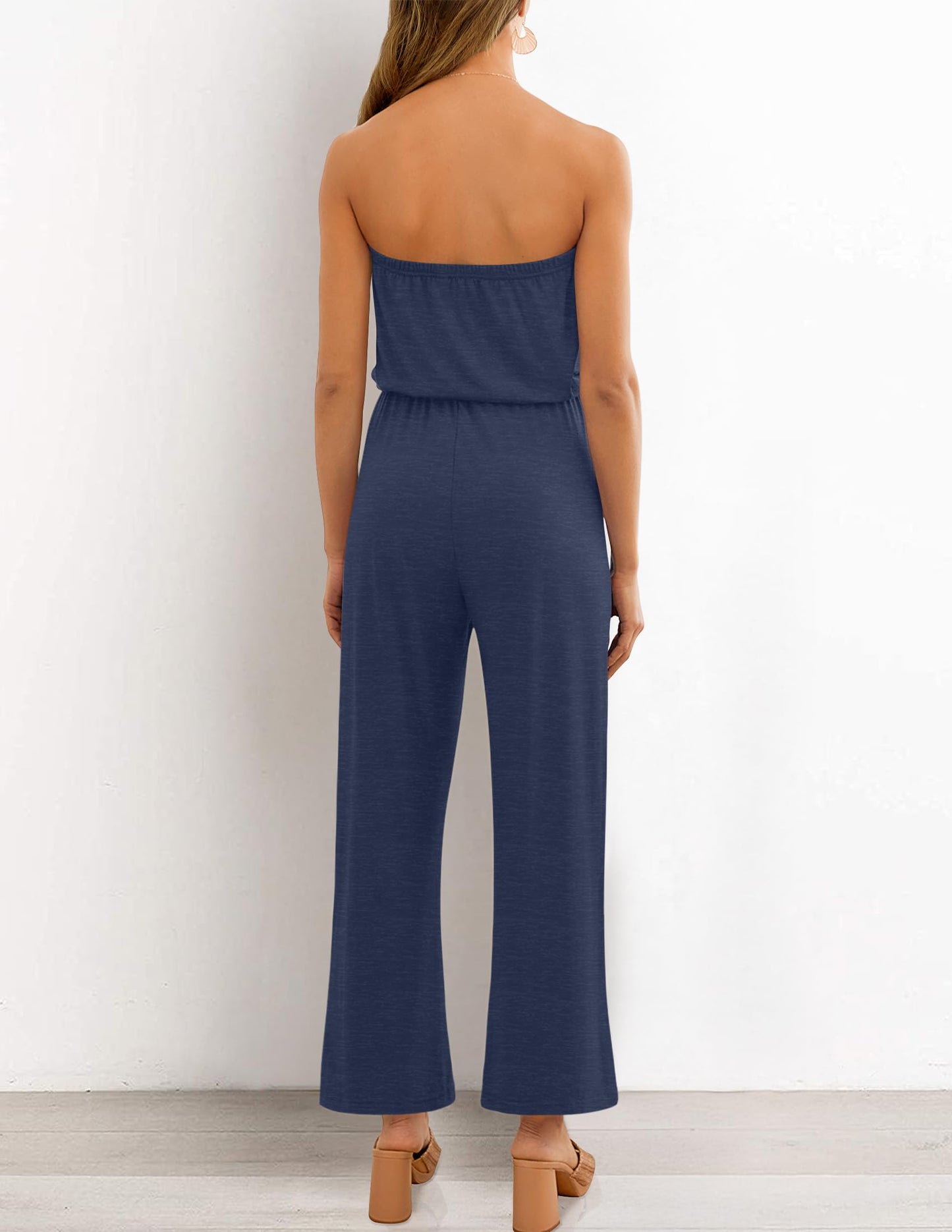 Strapless Belted Wide Leg Jumpsuit