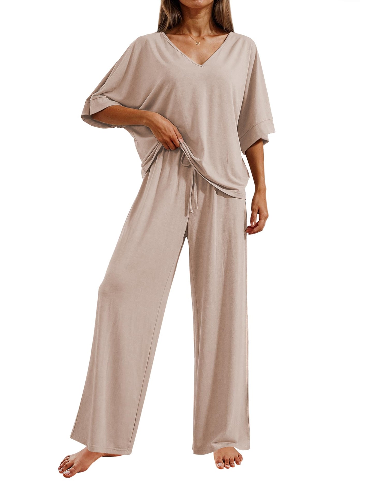 Pajama Sets for Women 2 Piece Lounge Set Short Sleeve Tops and Long Pants Soft Comfy Pjs Sleepwear Outfits S-XXL