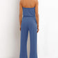 Strapless Belted Wide Leg Jumpsuit