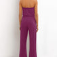 Strapless Belted Wide Leg Jumpsuit