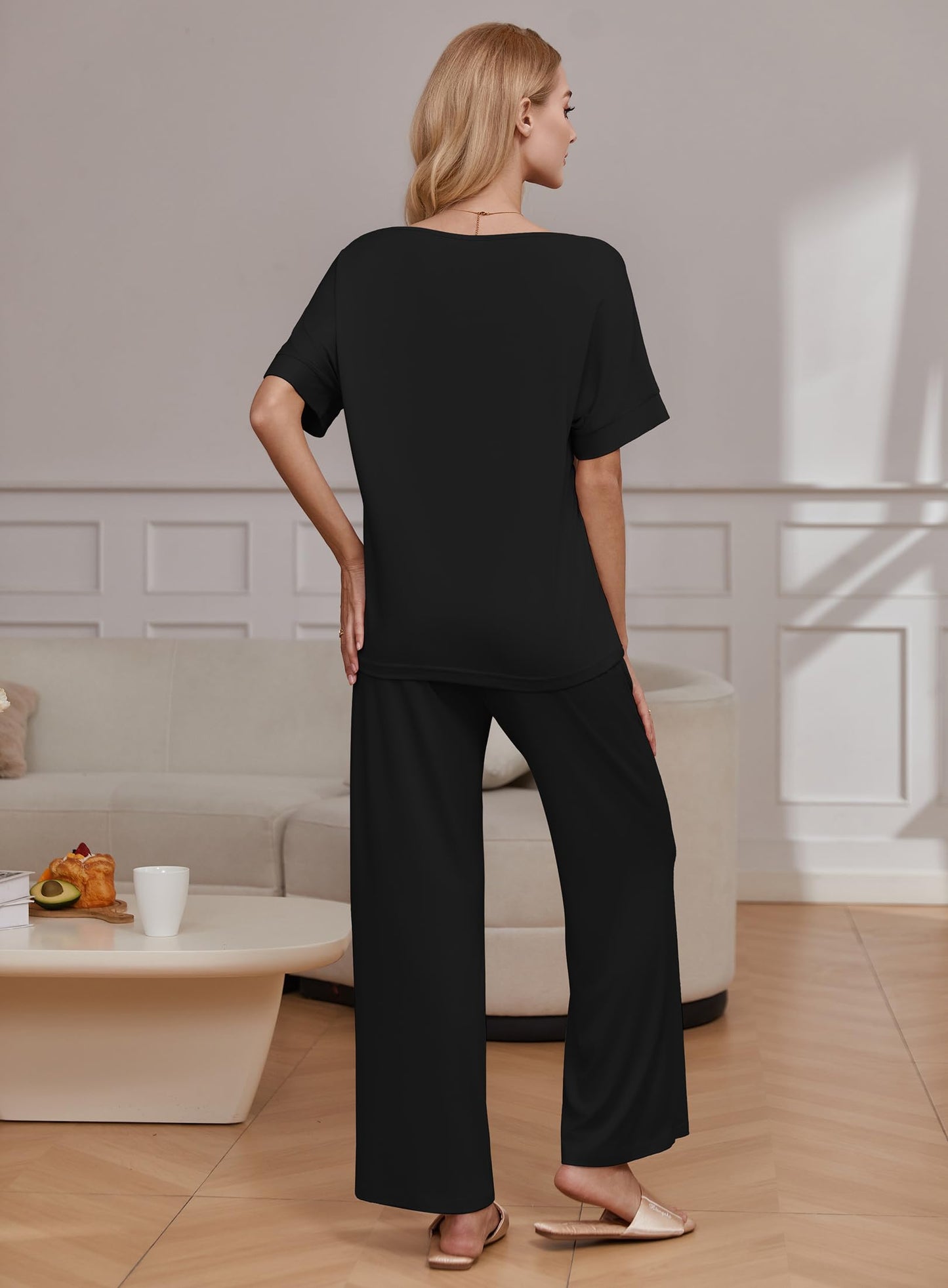 Pajama Sets for Women 2 Piece Lounge Set Short Sleeve Tops and Long Pants Soft Comfy Pjs Sleepwear Outfits S-XXL