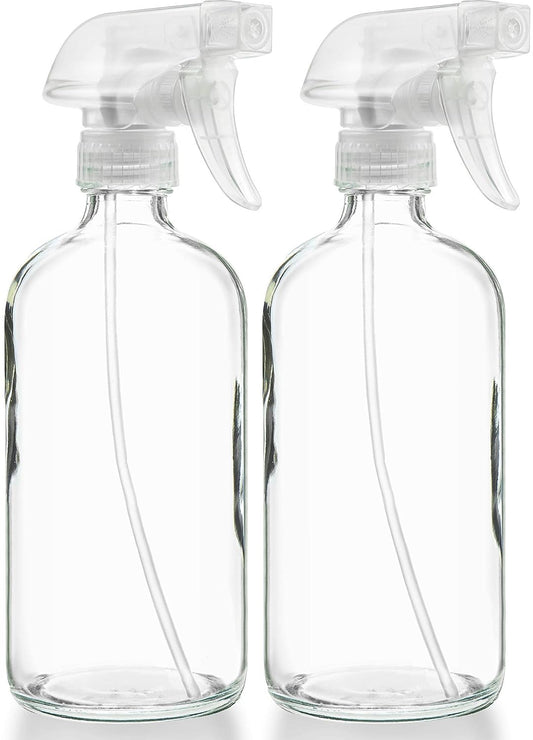 Clear Glass Spray Bottles - 2 Pack