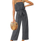 Strapless Belted Wide Leg Jumpsuit