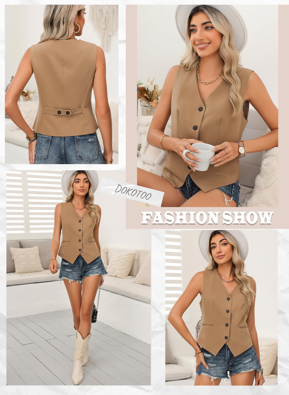 Casual V-Neck Button-Down Vest