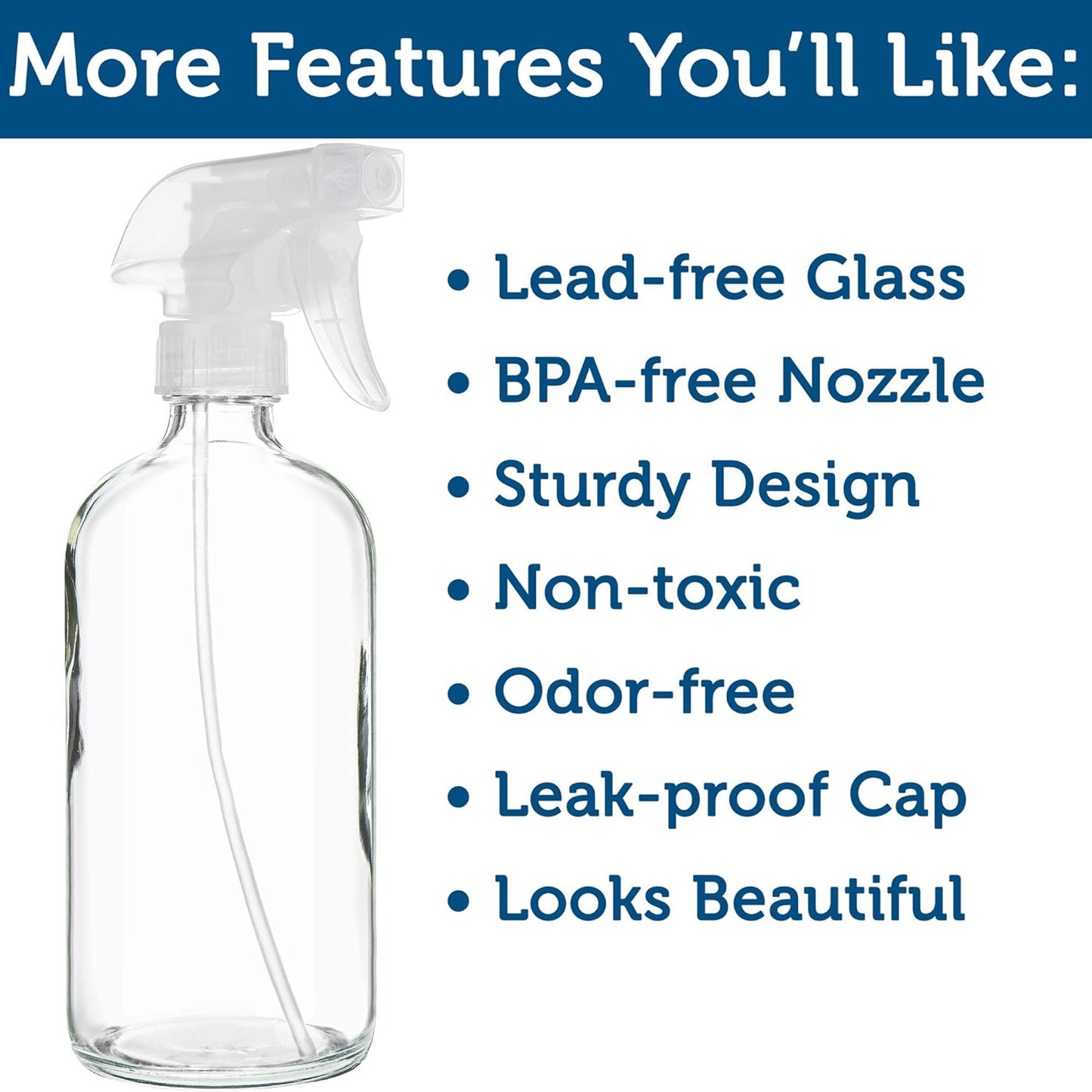 Clear Glass Spray Bottles - 2 Pack