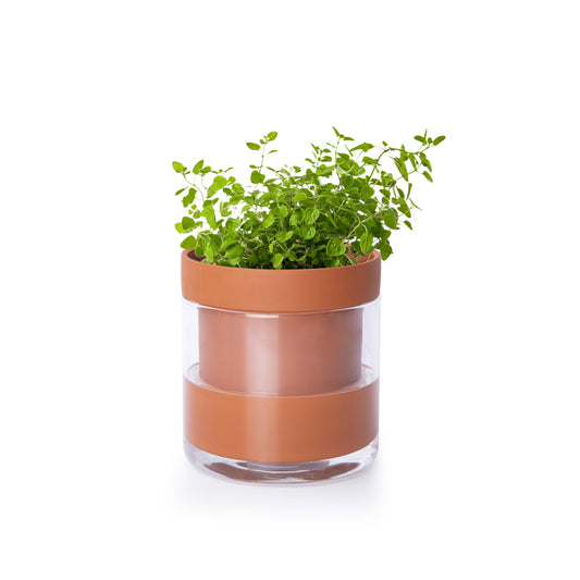 Self Watering Planter Pot Terracotta and Glass