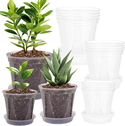 Clear Nursery Pots 12 Pack 4/5/6 Inch w/Tray