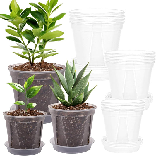 Clear Nursery Pots 12 Pack 4/5/6 Inch w/Tray