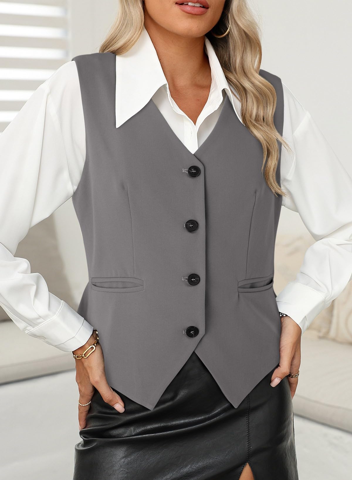Casual V-Neck Button-Down Vest