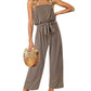 Strapless Belted Wide Leg Jumpsuit