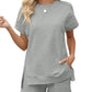 LOMON Womens Fashion 2 Piece Outfits Sweatsuits 2025 Summer Short Sleeve Loungewear Tracksuit Round Neck Lounge Shorts Sets