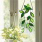 Stained Glass Window Hanging for Plant Lovers, Great Mothers Day Gift Handmade Green Plants Artificial,Suncatcher Plant Gifts for Women,Grandma,Mother's Day,Christmas