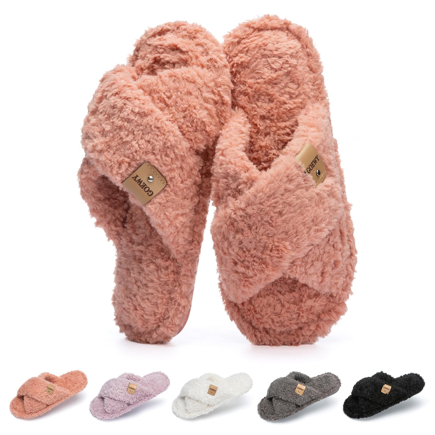 Fuzzy Open Toe Slippers