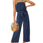 Strapless Belted Wide Leg Jumpsuit