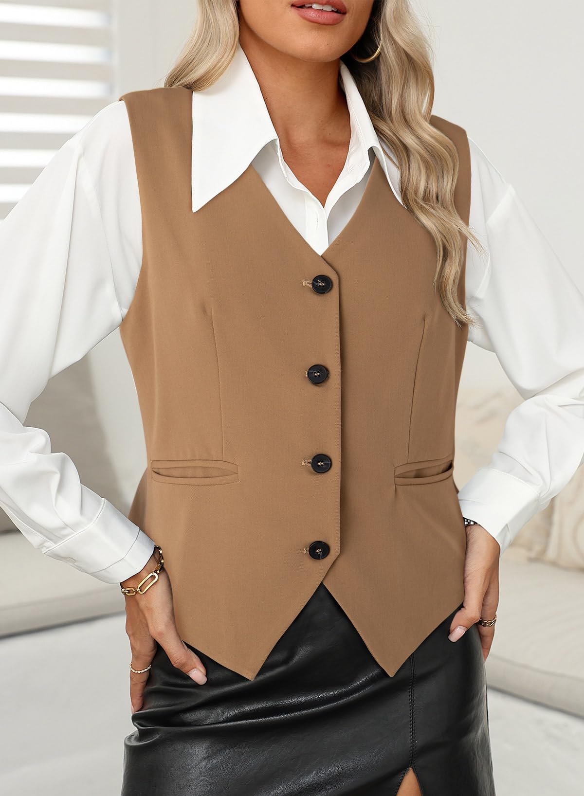 Casual V-Neck Button-Down Vest