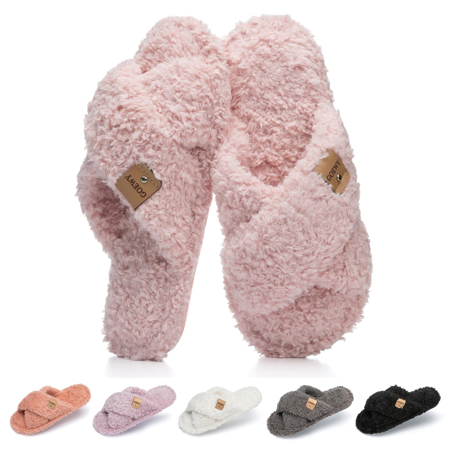 Fuzzy Open Toe Slippers